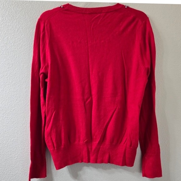 Ann Taylor Factory XL Red Embellished Jewel Neck Sweater Women's Pullover - Picture 6 of 6